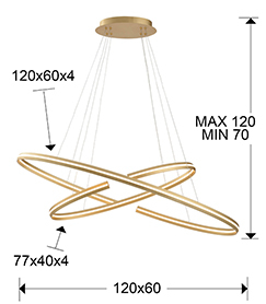 Lustra LED dimabila bluetooth aurie design lux Carin, 2 elipse metal, inaltime reglabila, 652043B - Schuller [2]