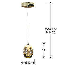 Lustra LED crom/aurie Rikki, pendul din sticla cu bule decorative, inaltime reglabila, 784326 - Schuller [5]