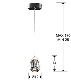 Lustra LED crom/aurie Rikki, pendul din sticla cu bule decorative, inaltime reglabila, 784326 - Schuller [3]