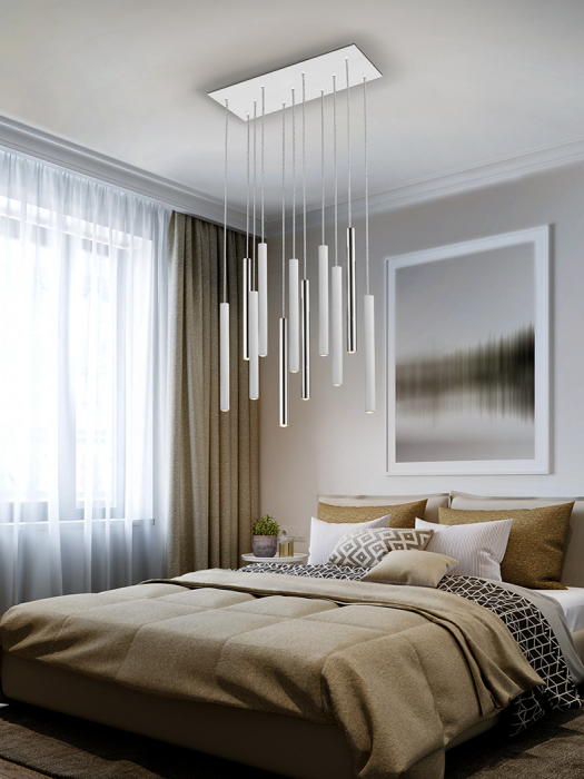 Lustra LED dimabila dreptunghiulara diverse culori Kimber, 11 pendule cilindrice metal, inaltime reglabila, cu telecomanda, 373342D - Schuller [8]