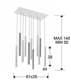 Lustra LED dimabila dreptunghiulara diverse culori Kimber, 11 pendule cilindrice metal, inaltime reglabila, cu telecomanda, 373342D - Schuller [7]