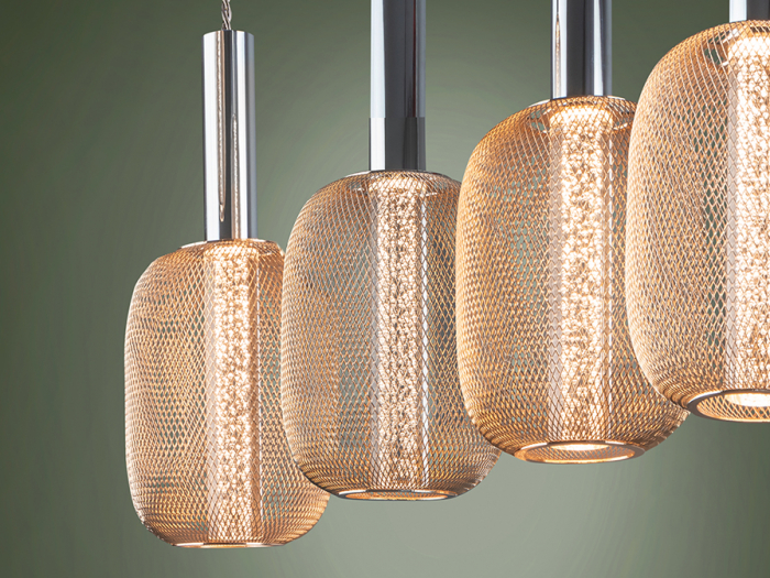 Lustra LED dimabila liniara aurie Rikke, 4 pendule plasa metal, cilindru interior acrilic, inaltime reglabila, 413756 - Schuller [7]