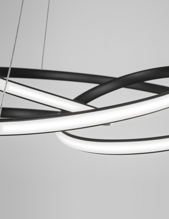 Lustra LED dimabila moderna forma bucla Asaf 52 cm, metal alb/negru/maro, 9147113 - Novaluce [19]