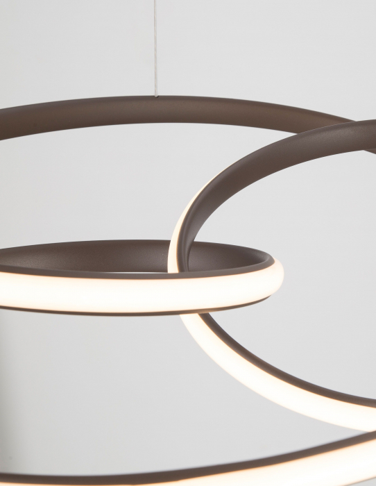 Lustra LED dimabila moderna forma bucla Asaf 52 cm, metal alb/negru/maro, 9147113 - Novaluce [5]