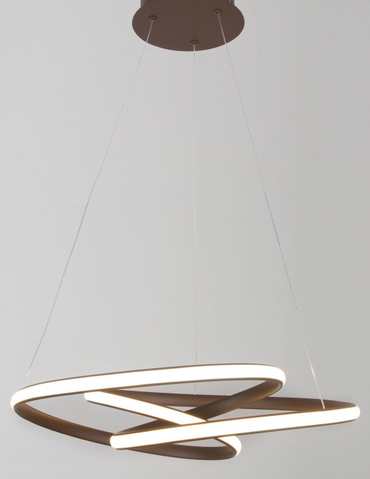 Lustra LED dimabila moderna forma bucla Asaf 52 cm, metal alb/negru/maro, 9147113 - Novaluce [2]