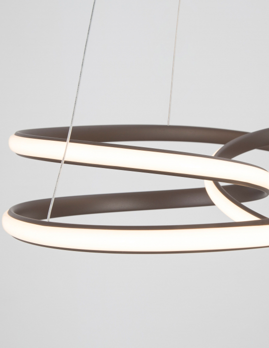 Lustra LED dimabila moderna forma bucla Asaf 52 cm, metal alb/negru/maro, 9147113 - Novaluce [3]