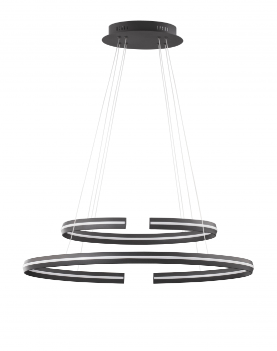 Lustra LED dimabila moderna neagra Rosa Ø80 cm 55W, doua cercuri aluminiu, 9392011 - Novaluce [2]