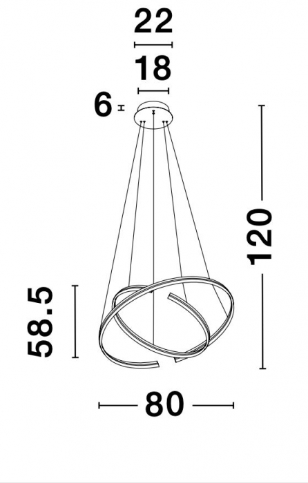 Lustra LED dimabila moderna neagra Rosa II Ø80 cm 93W, doua cercuri aluminiu, 9392012 - Novaluce [7]