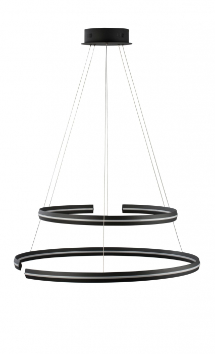 Lustra LED dimabila moderna neagra Rosa II Ø80 cm 93W, doua cercuri aluminiu, 9392012 - Novaluce [2]