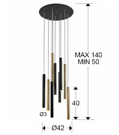 Lustra LED dimabila rotunda diverse culori Kimber, 9 pendule cilindrice metal, inaltime reglabila, cu telecomanda, 373272D - Schuller [4]
