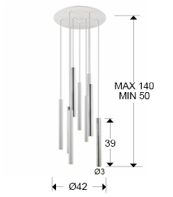 Lustra LED dimabila rotunda diverse culori Kimber, 9 pendule cilindrice metal, inaltime reglabila, 373272 - Schuller [7]