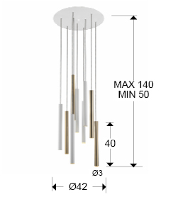 Lustra LED dimabila rotunda diverse culori Kimber, 9 pendule cilindrice metal, inaltime reglabila, 373272 - Schuller [5]
