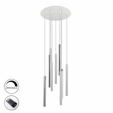 Lustra LED dimabila rotunda diverse culori Kimber, 9 pendule cilindrice metal, inaltime reglabila, cu telecomanda, 373272D - Schuller [10]