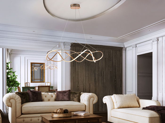 Lustra LED dimabila rotunda lux aur roz Cosete Ø 80/110 cm, metal, inaltime reglabila, 763967 - Schuller [7]