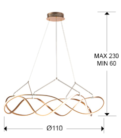 Lustra LED dimabila rotunda lux aur roz Cosete Ø 80/110 cm, metal, inaltime reglabila, 763967 - Schuller [5]