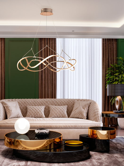 Lustra LED dimabila rotunda lux aur roz Cosete Ø 80/110 cm, metal, inaltime reglabila, 763967 - Schuller [2]