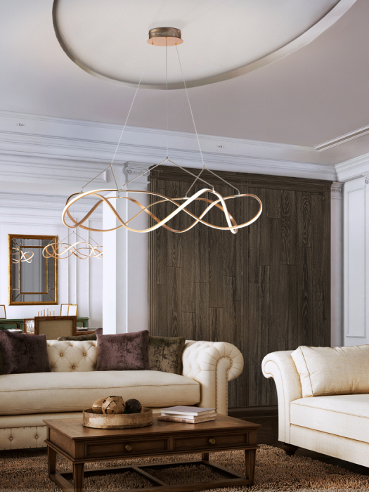 Lustra LED dimabila rotunda lux aur roz Cosete Ø 80/110 cm, metal, inaltime reglabila, 763967 - Schuller [6]