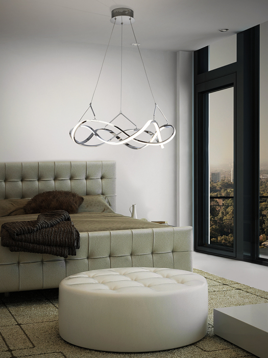 Lustra LED dimabila rotunda lux crom Cosete Ø 53 cm, metal, inaltime reglabila, 763824 - Schuller [2]