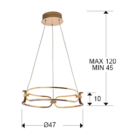 Lustra LED dimabila rotunda lux aur roz/crom Githa Ø 47/60/80 cm, metal, inaltime reglabila, 786621 - Schuller [6]