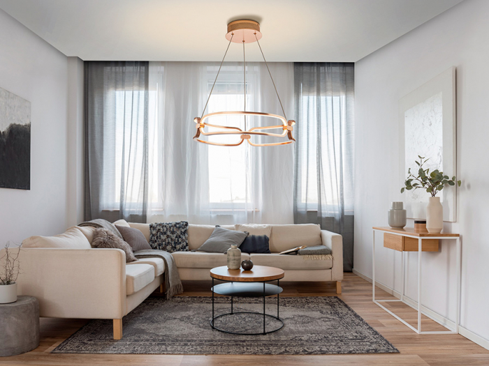 Lustra LED dimabila rotunda lux aur roz/crom Githa Ø 47/60/80 cm, metal, inaltime reglabila, 786621 - Schuller [3]