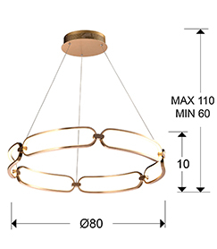 Lustra LED dimabila rotunda lux aur roz/crom Githa Ø 47/60/80 cm, metal, inaltime reglabila, 786621 - Schuller [12]