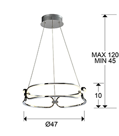 Lustra LED dimabila rotunda lux aur roz/crom Githa Ø 47/60/80 cm, metal, inaltime reglabila, 786621 - Schuller [21]