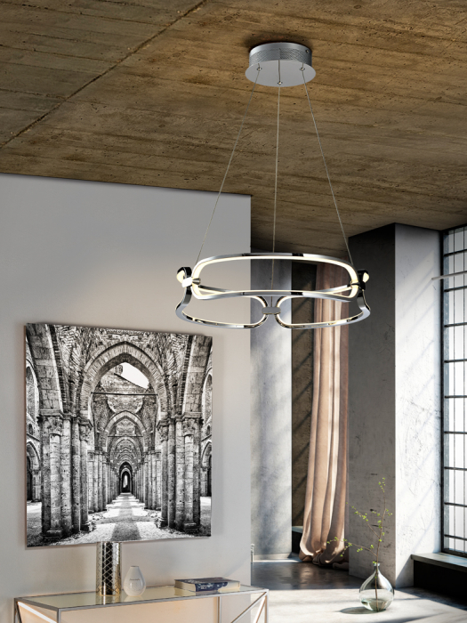 Lustra LED dimabila rotunda lux aur roz/crom Githa Ø 47/60/80 cm, metal, inaltime reglabila, 786621 - Schuller [22]