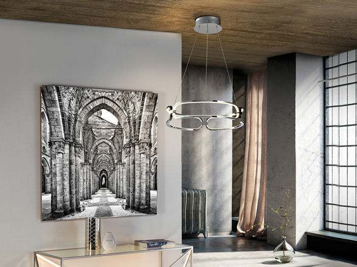 Lustra LED dimabila rotunda lux aur roz/crom Githa Ø 47/60/80 cm, metal, inaltime reglabila, 786621 - Schuller [23]