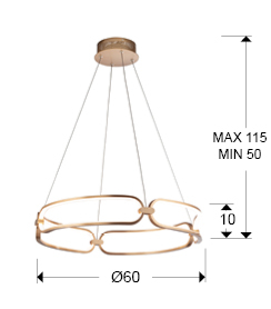 Lustra LED dimabila rotunda lux aur roz/crom Githa Ø 47/60/80 cm, metal, inaltime reglabila, 786621 - Schuller [7]