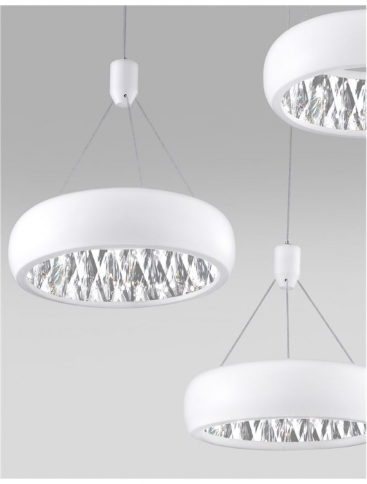 Lustra LED lux alba Leona, Ø 45 cm, 3 pendule, din metal si cristal, 17320201 - Novaluce [2]