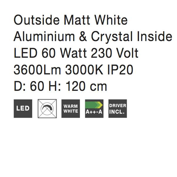 Lustra LED lux rotunda alba Leona, Ø 46 cm, 2 inele ajustabile, din metal si cristal, 17320202 - Novaluce [5]