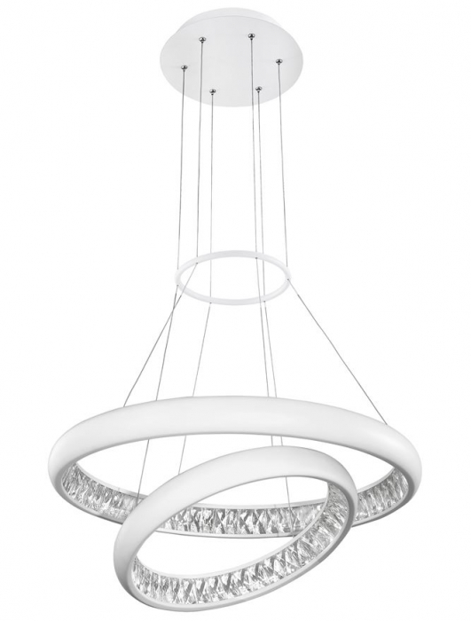 Lustra LED lux rotunda alba Leona, Ø 46 cm, 2 inele ajustabile, din metal si cristal, 17320202 - Novaluce [3]
