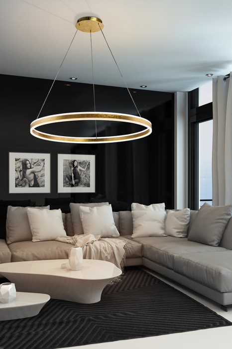 Lustra LED lux rotunda aurie/argintie Linet, Ø 100 cm, metal, inaltime reglabila, 831622 - Schuller [2]