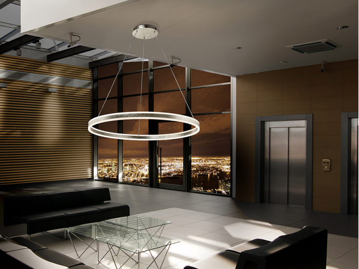 Lustra LED lux rotunda aurie/argintie Linet, Ø 100 cm, metal, inaltime reglabila, 831622 - Schuller [9]