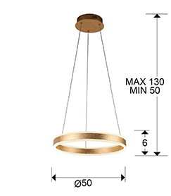 Lustra LED lux rotunda aurie/argintie Linet, Ø 50 cm, metal, inaltime reglabila, 831940 - Schuller [2]