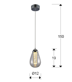 Lustra LED lux rotunda crom Izma, pendul sticla in forma de para Ø 12 cm, inaltime reglabila, 394318 - Schuller [3]
