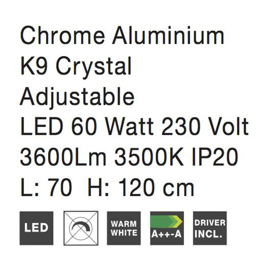 Lustra LED lux rotunda Katinca, 2 inele ajustabile din metal si cristale, Ø 70 cm, 9172518 - Novaluce [6]