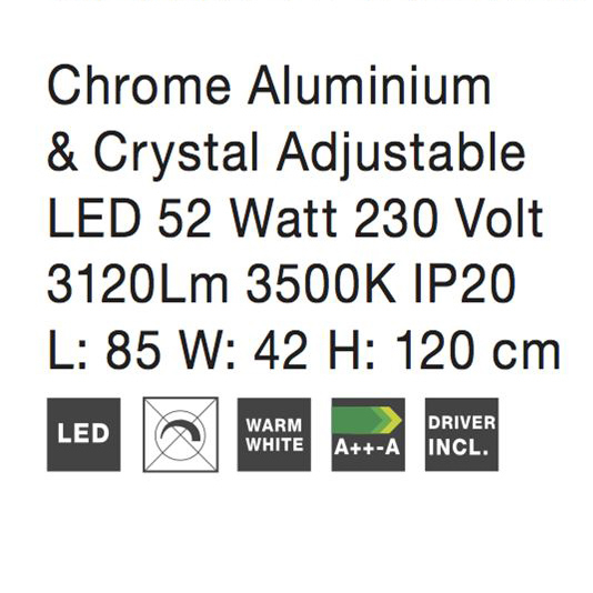 Lustra LED lux rotunda Rosali, 2 inele ajustabile din metal si cristale, inaltime reglabila, 7403001 - Novaluce [12]