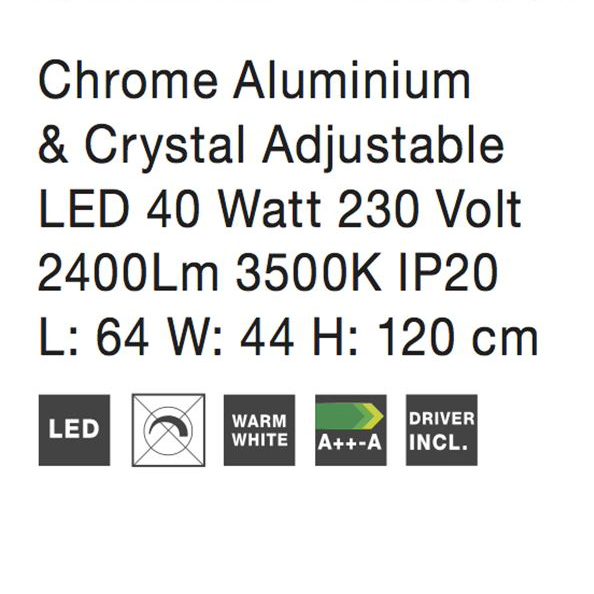 Lustra LED lux rotunda Rosali, 2 inele ajustabile din metal si cristale, inaltime reglabila, 7403001 - Novaluce [7]
