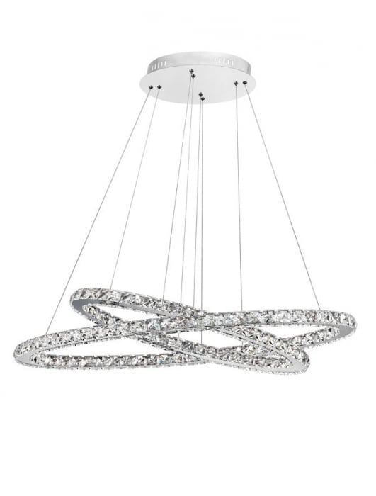 Lustra LED lux rotunda Rosali, 2 inele ajustabile din metal si cristale, inaltime reglabila, 7403001 - Novaluce [10]