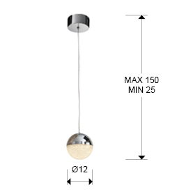 Lustra LED lux sfera aurie/crom Dalos, Ø 12 cm, policarbonat si metal, inaltime reglabila, 793429 - Schuller [6]