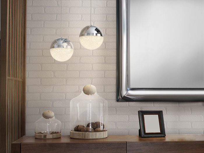 Lustra LED lux sfera aurie/crom Dalos, Ø 12 cm, policarbonat si metal, inaltime reglabila, 793429 - Schuller [5]