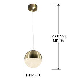 Lustra LED lux sfera aurie/crom Dalos, Ø 20 cm, policarbonat si metal, inaltime reglabila, 793412 - Schuller [4]