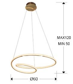 Lustra LED moderna aurie Riona metal Ø 60 cm, inaltime reglabila, 138611 - Schuller [4]