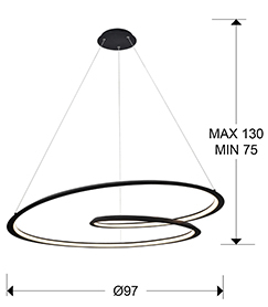 Lustra LED moderna neagra Tamiz metal Ø 97 cm, inaltime reglabila, 527644 - Schuller [4]