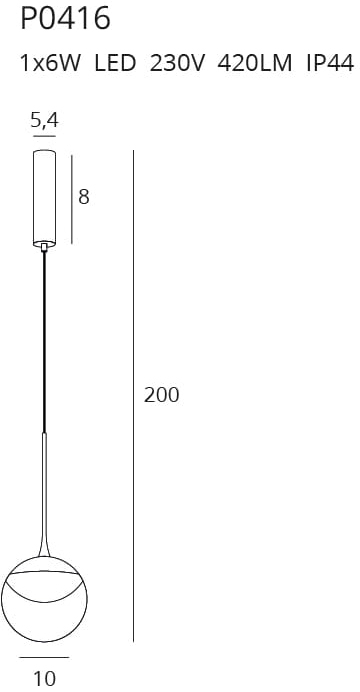 Lustra LED pe cablu Hafsa 10x10 cm design minimalist cu glob transparent, P0416 - Maxlight [3]