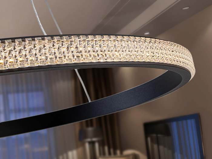 Lustra LED premium rotunda neagra Santia, Ø 61 cm, metal si elemente acrilice, inaltime reglabila, 717526 - Schuller [4]
