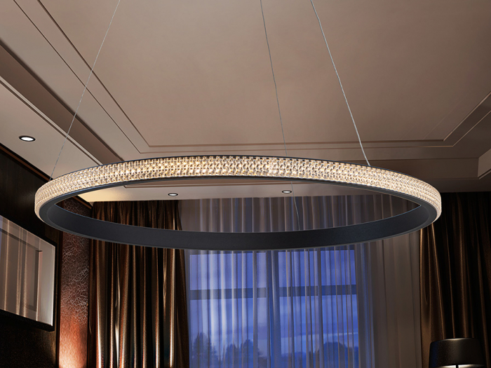 Lustra LED premium rotunda neagra Santia, Ø 61 cm, metal si elemente acrilice, inaltime reglabila, 717526 - Schuller [5]