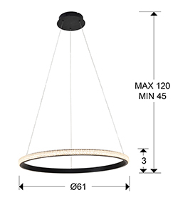 Lustra LED premium rotunda neagra Santia, Ø 61 cm, metal si elemente acrilice, inaltime reglabila, 717526 - Schuller [6]