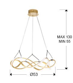 Lustra LED rotunda lux aur roz Cosete Ø 53 cm, metal, inaltime reglabila, 763712 - Schuller [2]